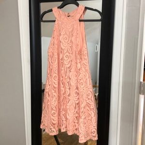 Pink lace halter swing dress